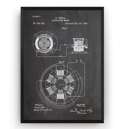 Tesla Alternating Motor Patent Print - Magic Posters