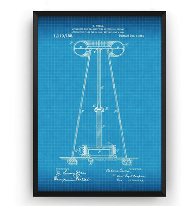 Tesla Apparatus For Transmitting Electrical Energy Patent Print - Magic Posters