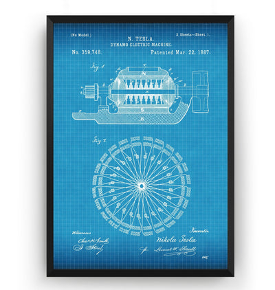 Tesla Dynamo Electric Machine 1887 Patent Print - Magic Posters