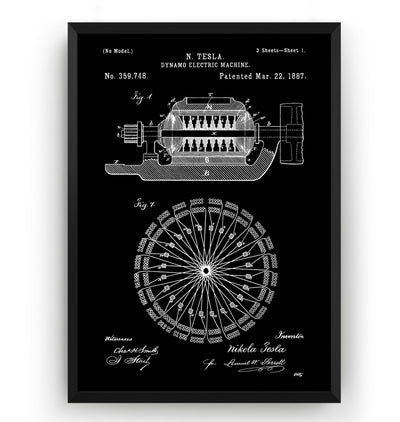 Tesla Dynamo Electric Machine 1887 Patent Print - Magic Posters