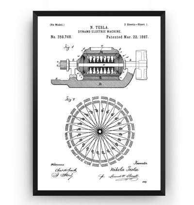 Tesla Dynamo Electric Machine 1887 Patent Print - Magic Posters