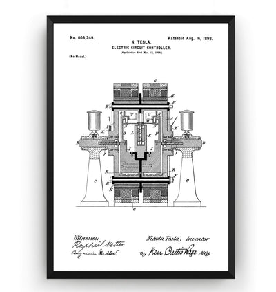Tesla Electric Circuit Controller Patent Print - Magic Posters