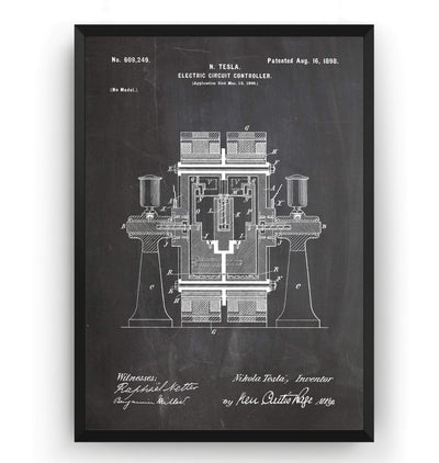 Tesla Electric Circuit Controller Patent Print - Magic Posters