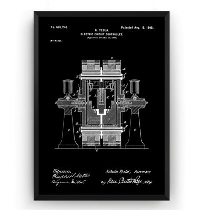 Tesla Electric Circuit Controller Patent Print - Magic Posters