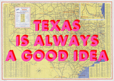 Texas Retro Pop Art Map Print (landscape)