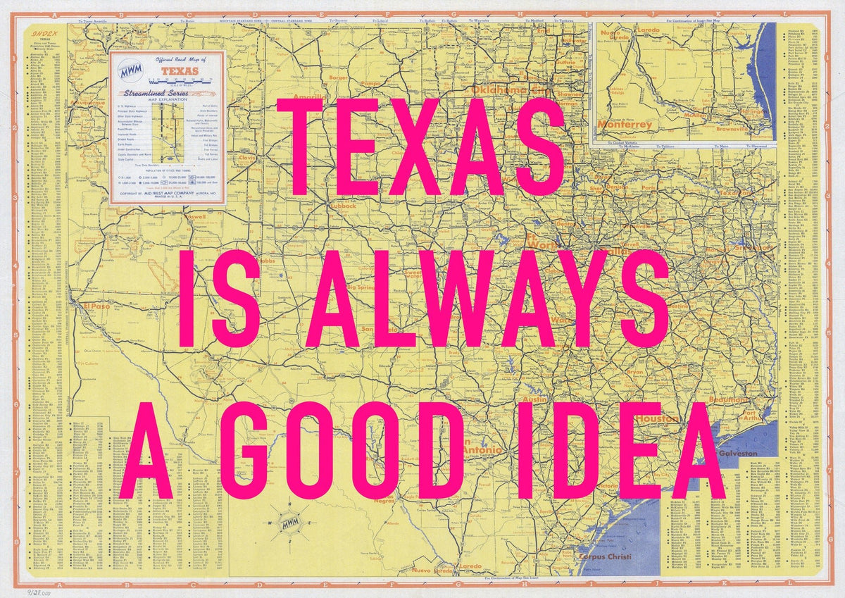 Texas Retro Pop Art Map Print (landscape)