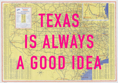 Texas Retro Pop Art Map Print (landscape)