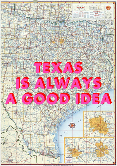 Texas Retro Pop Art Map Print (portrait)