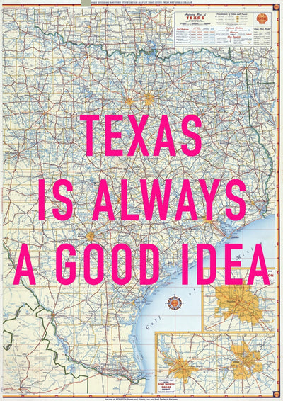 Texas Retro Pop Art Map Print (portrait)