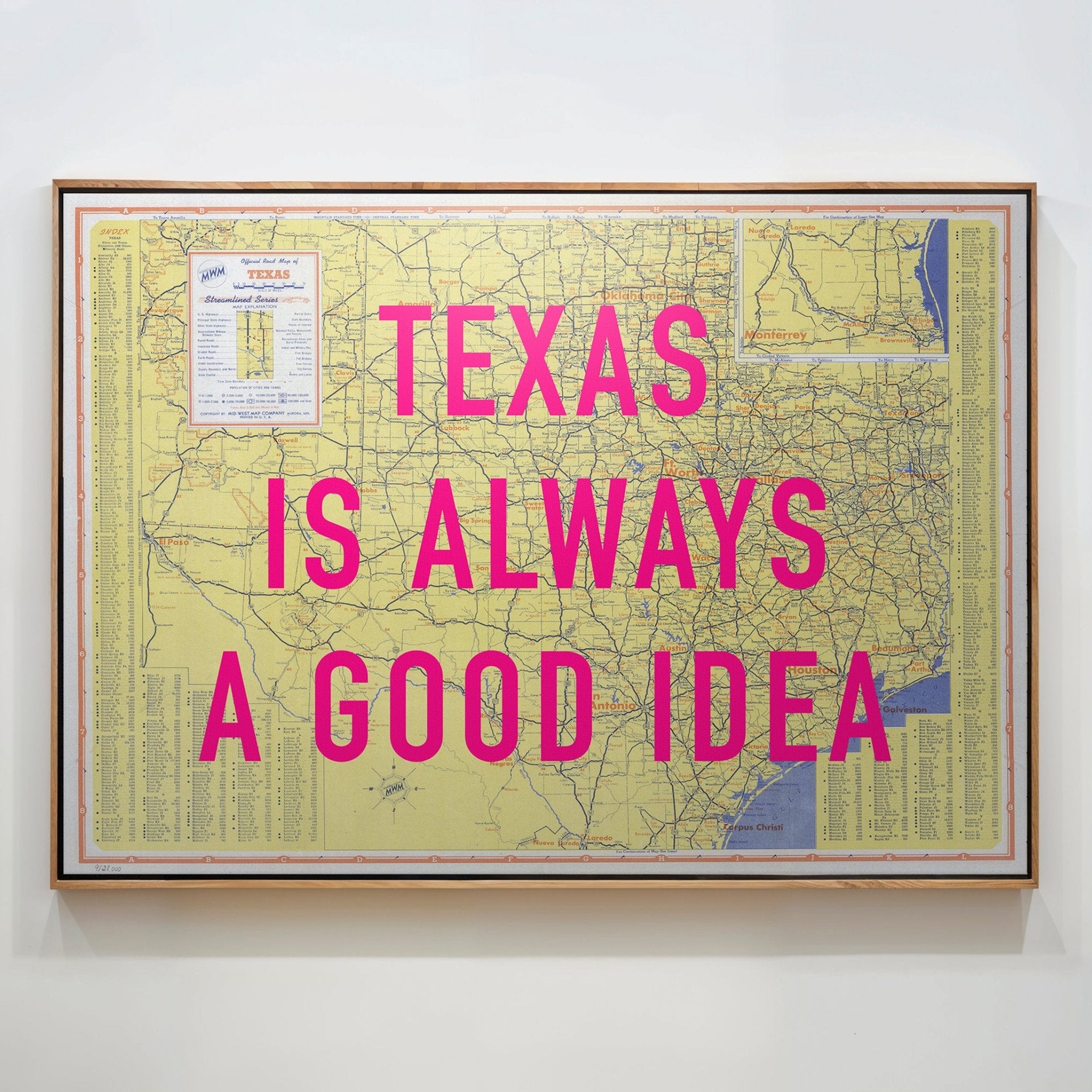 Texas Retro Pop Art Map Print (landscape) - Magic Posters