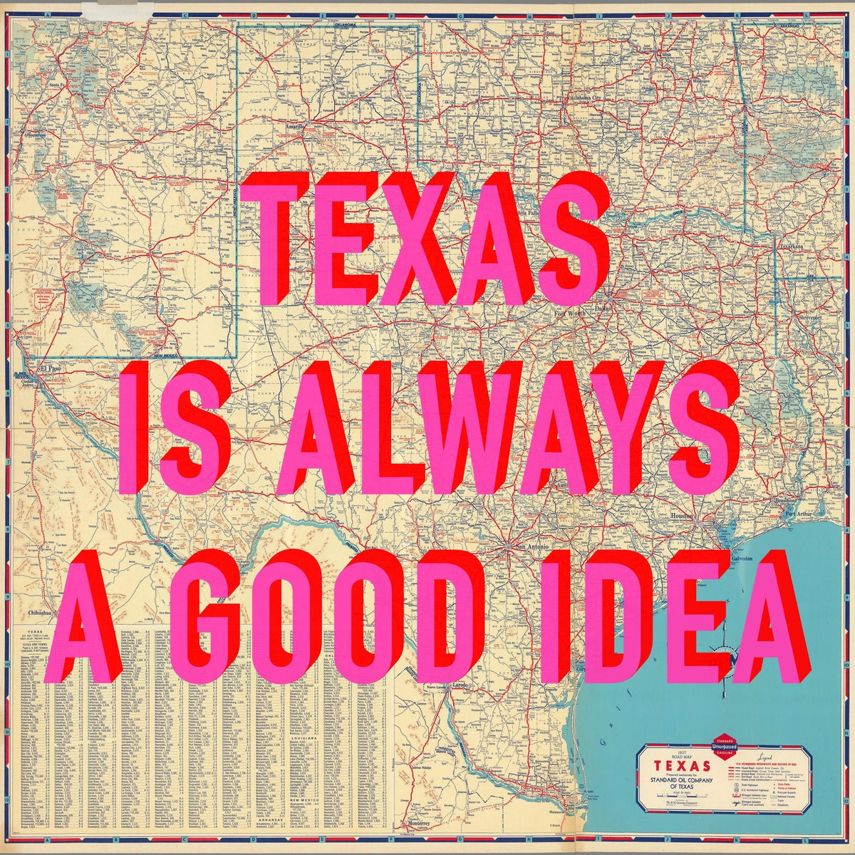 Texas Retro Pop Art Map Print