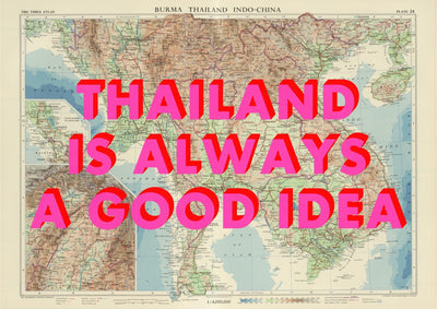 Thailand Retro Pop Art Map Print (Landscape)
