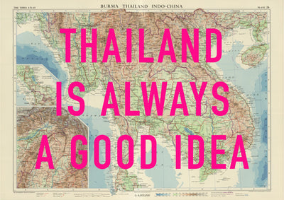 Thailand Retro Pop Art Map Print (Landscape)