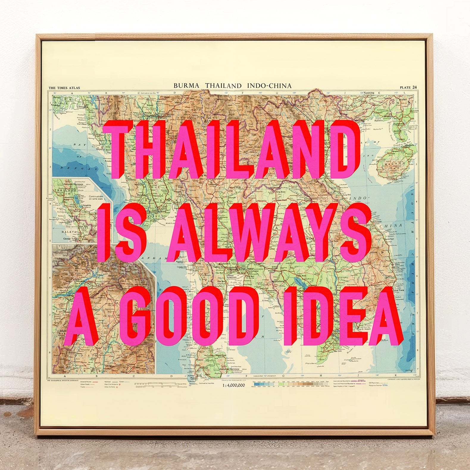 Thailand Retro Pop Art Map Print - Magic Posters