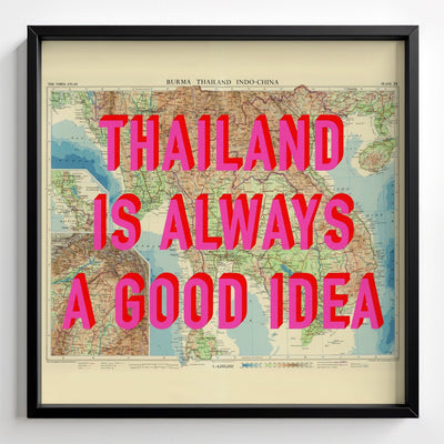 Thailand Retro Pop Art Map Print - black frame mockup - Magic Posters