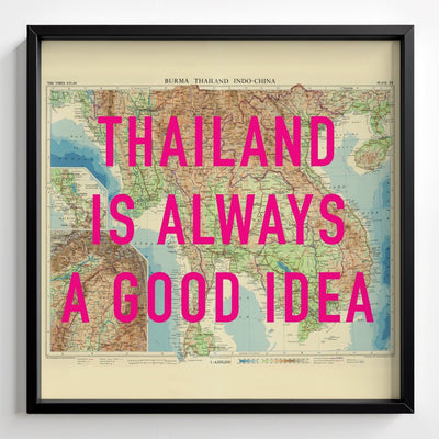 Thailand Retro Pop Art Map Print - black frame mockup - Magic Posters