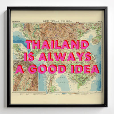 Thailand Retro Pop Art Map Print - black frame mockup - Magic Posters