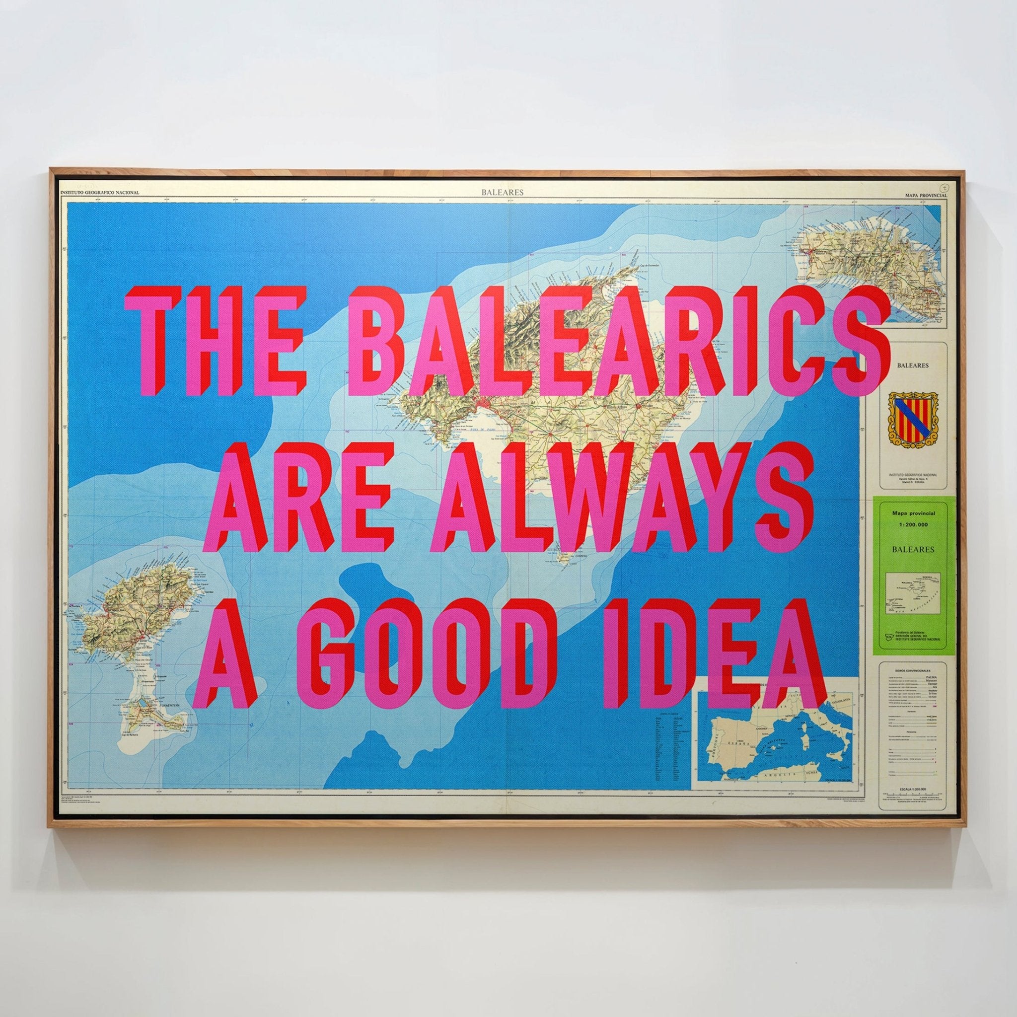 The Balearic Islands Retro Pop Art Map Print (landscape) - Magic Posters