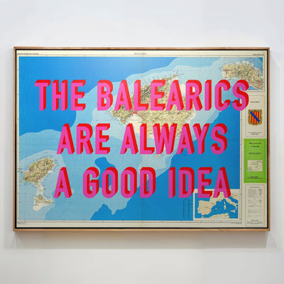 The Balearic Islands Retro Pop Art Map Print (landscape) - Magic Posters
