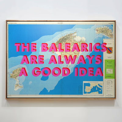 The Balearic Islands Retro Pop Art Map Print (landscape) - Magic Posters