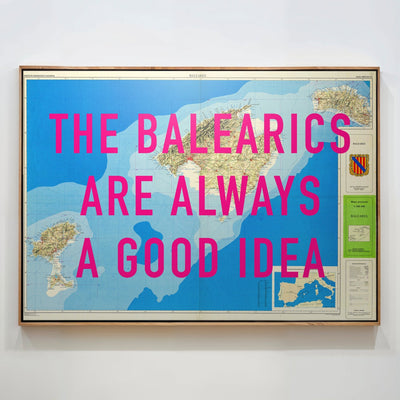 The Balearic Islands Retro Pop Art Map Print (landscape) - Magic Posters