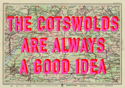 The Cotswolds Retro Pop Art Map Print (Landscape)