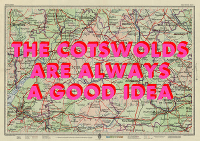 The Cotswolds Retro Pop Art Map Print (Landscape)