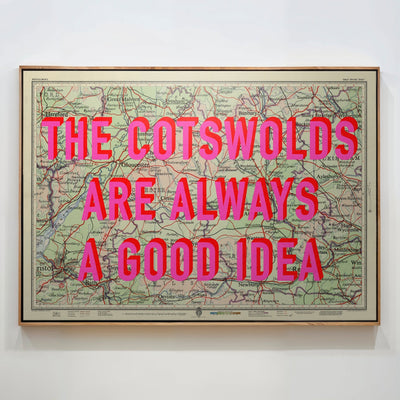 The Cotswolds Retro Pop Art Map Print (Landscape) - Magic Posters