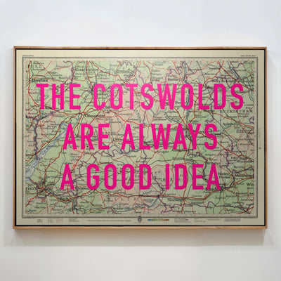 The Cotswolds Retro Pop Art Map Print (Landscape) - Magic Posters