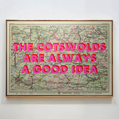 The Cotswolds Retro Pop Art Map Print (Landscape) - Magic Posters