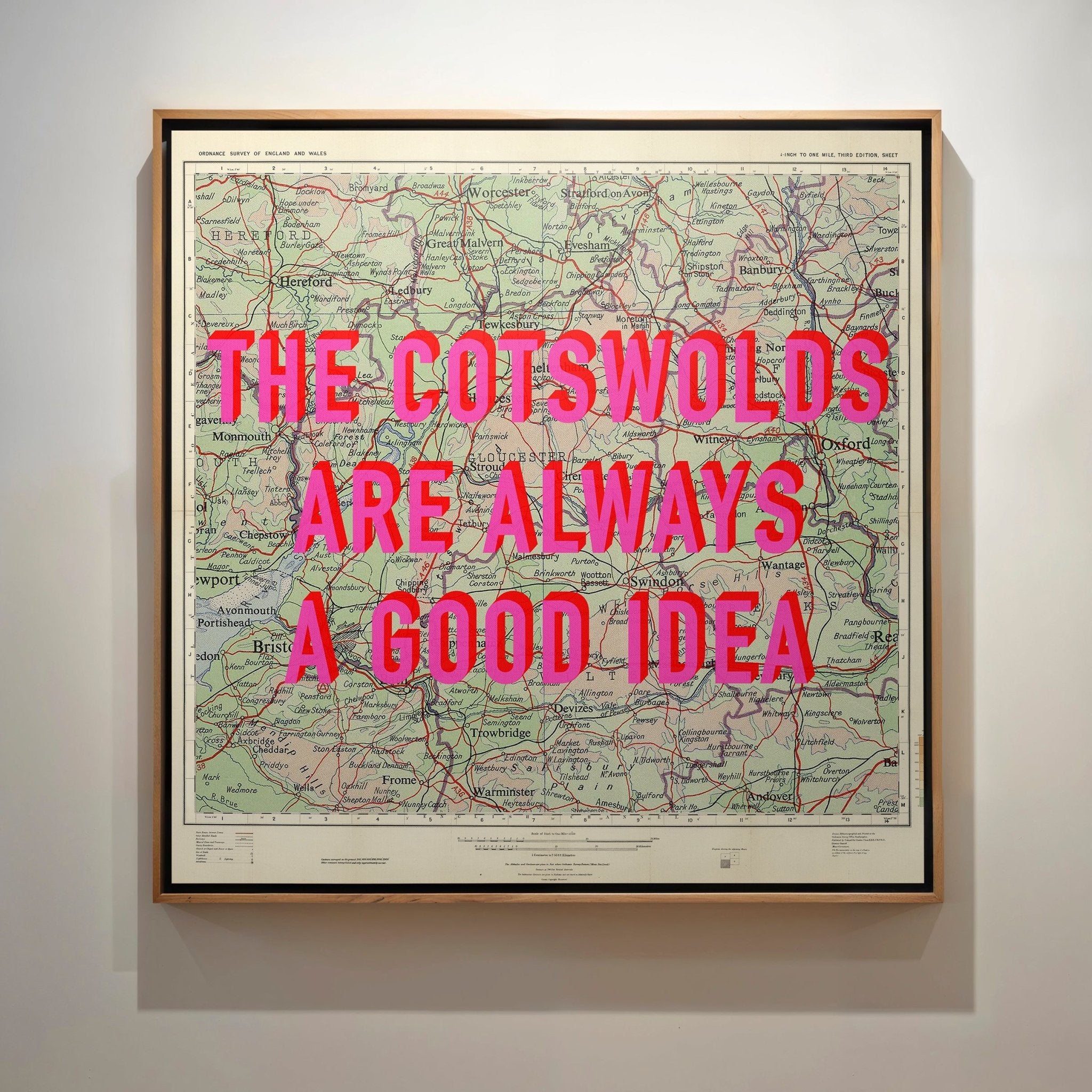 The Cotswolds Retro Pop Art Map Print (Square) - Magic Posters
