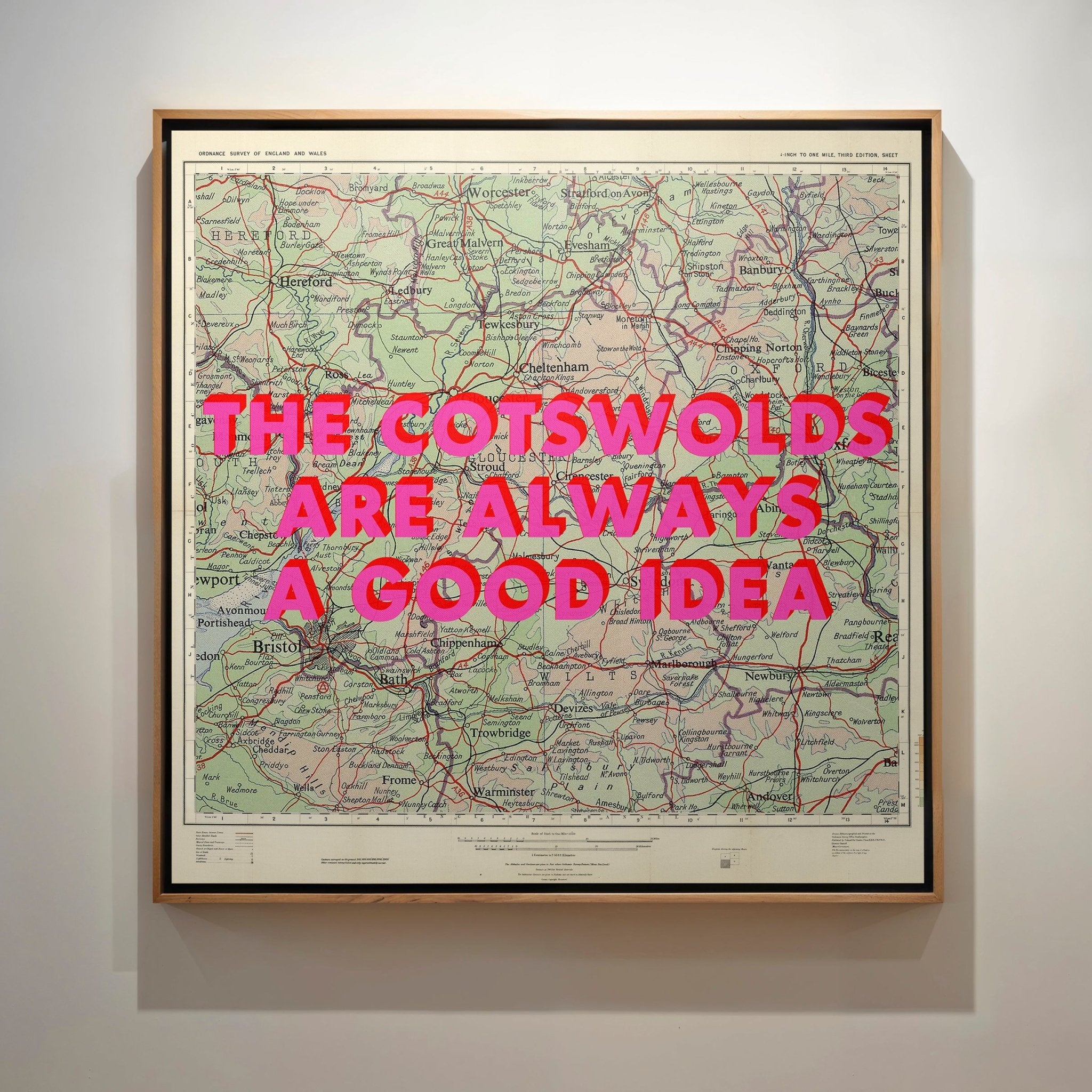 The Cotswolds Retro Pop Art Map Print (Square) - Magic Posters