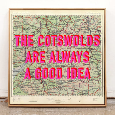 The Cotswolds Retro Pop Art Map Print (Square) - Magic Posters