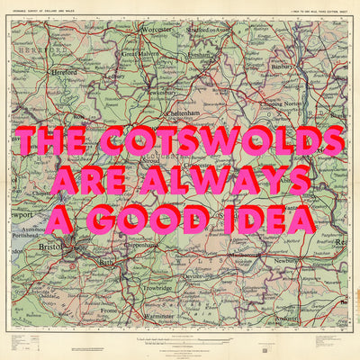 The Cotswolds Retro Pop Art Map Print (Square)