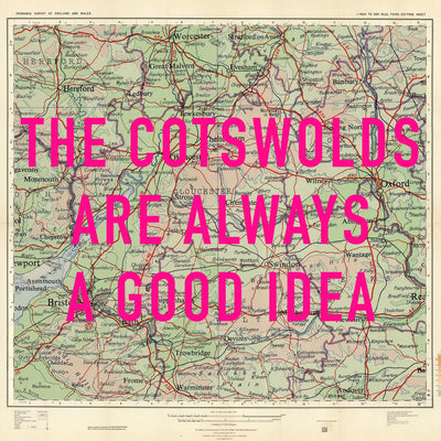 The Cotswolds Retro Pop Art Map Print (Square)