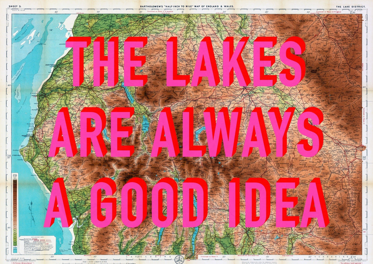 The Lake District Retro Pop Art Map Print (Landscape)