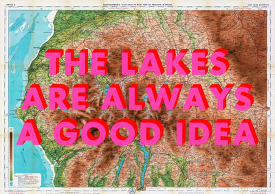 The Lake District Retro Pop Art Map Print (Landscape)