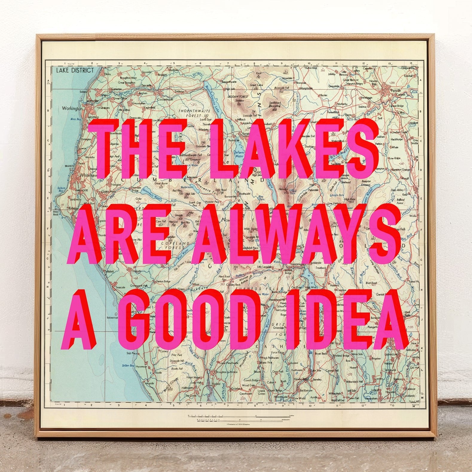 The Lake District Retro Pop Art Map Print (Square) - Magic Posters