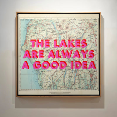 The Lake District Retro Pop Art Map Print (Square) - Magic Posters