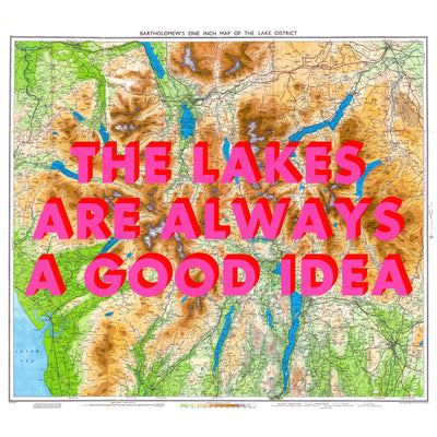 The Lake District Retro Pop Art Map Print (Square v2)