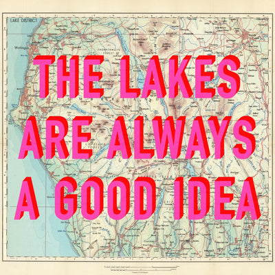 The Lake District Retro Pop Art Map Print (Square)