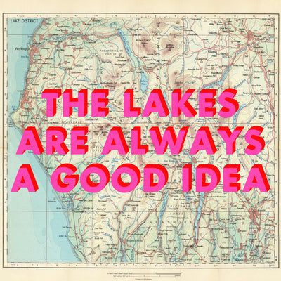 The Lake District Retro Pop Art Map Print (Square)