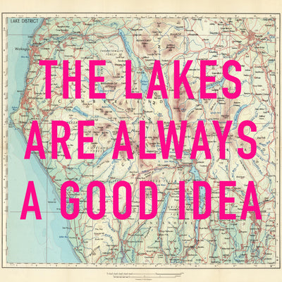 The Lake District Retro Pop Art Map Print (Square)