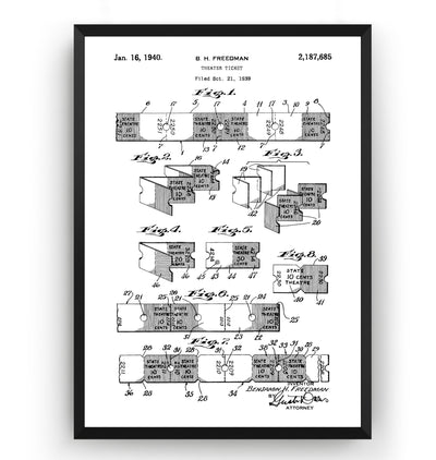 Theater Ticket 1940 Patent Print - Magic Posters