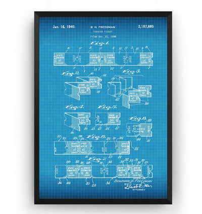 Theater Ticket 1940 Patent Print - Magic Posters
