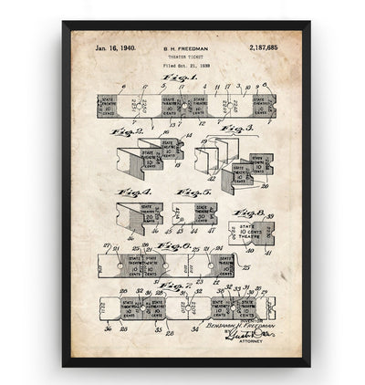 Theater Ticket 1940 Patent Print - Magic Posters