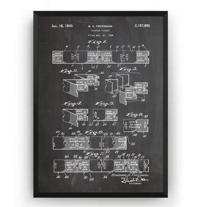 Theater Ticket 1940 Patent Print - Magic Posters