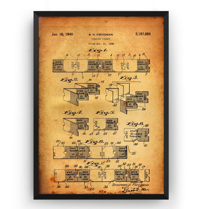 Theater Ticket 1940 Patent Print - Magic Posters