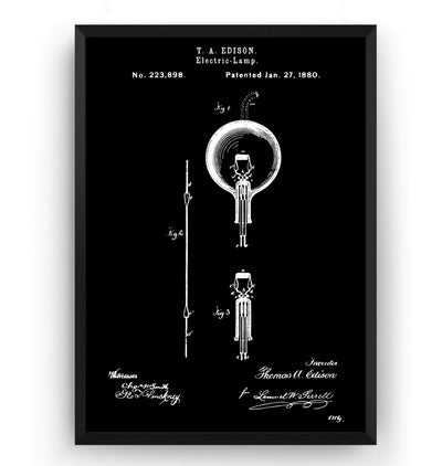 Thomas Edison Electric Lamp Patent Print - Magic Posters