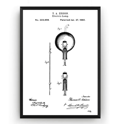 Thomas Edison Electric Lamp Patent Print - Magic Posters